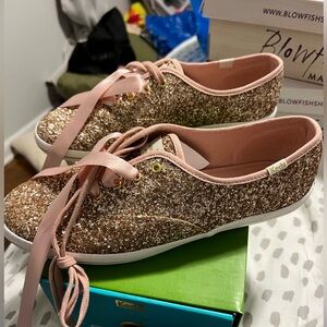 NWT Keds for Kate Spade New York Rose Gold Glitter Size 9W